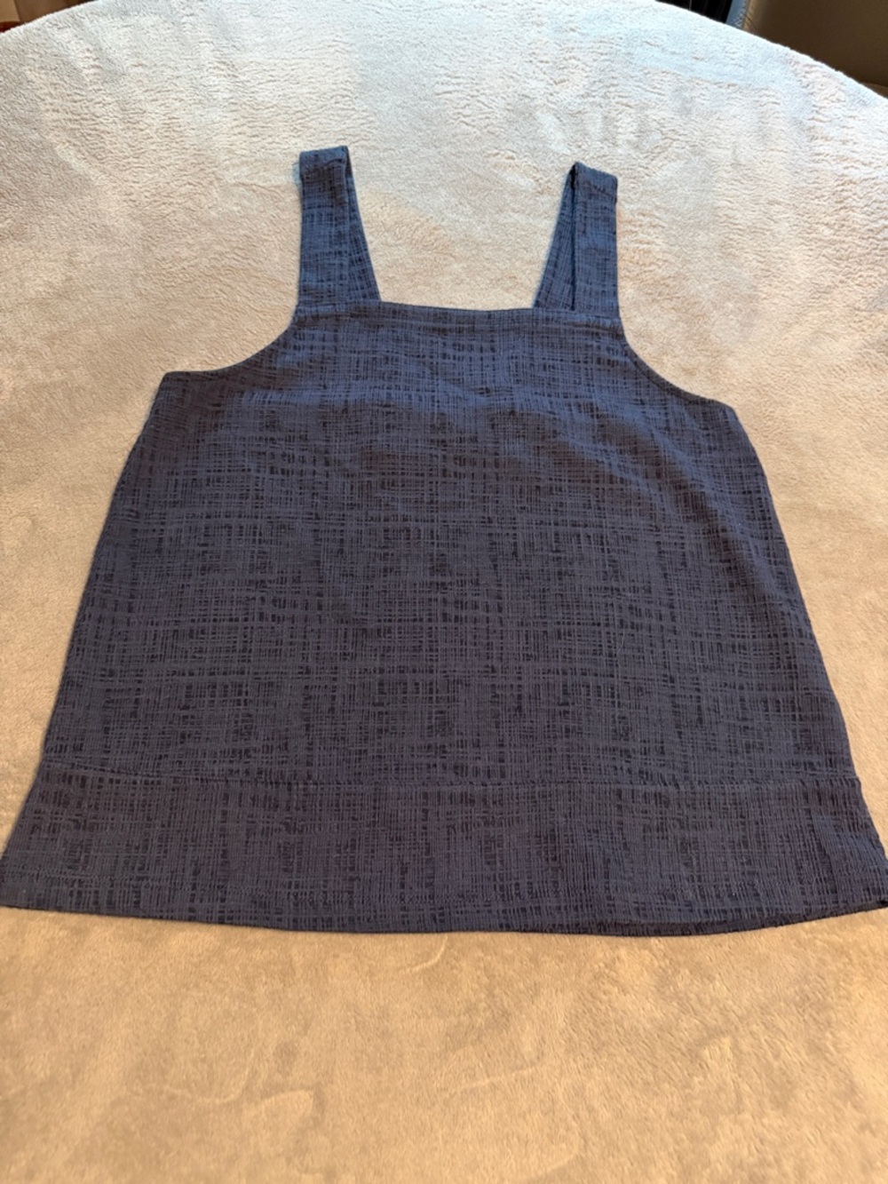 Madewell Navy Textured Square-Neck Crop Tank